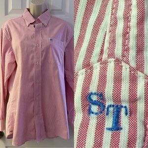 Vineyard Vines‎ Men's Medium Pink White Skipjack Stripe Long Sleeve Button Up